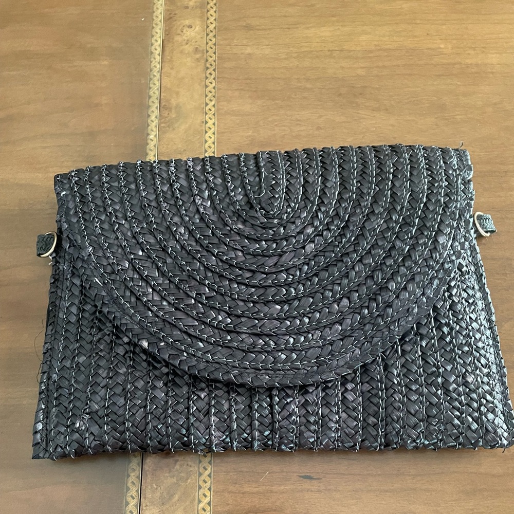 Black straw Clutch Bag